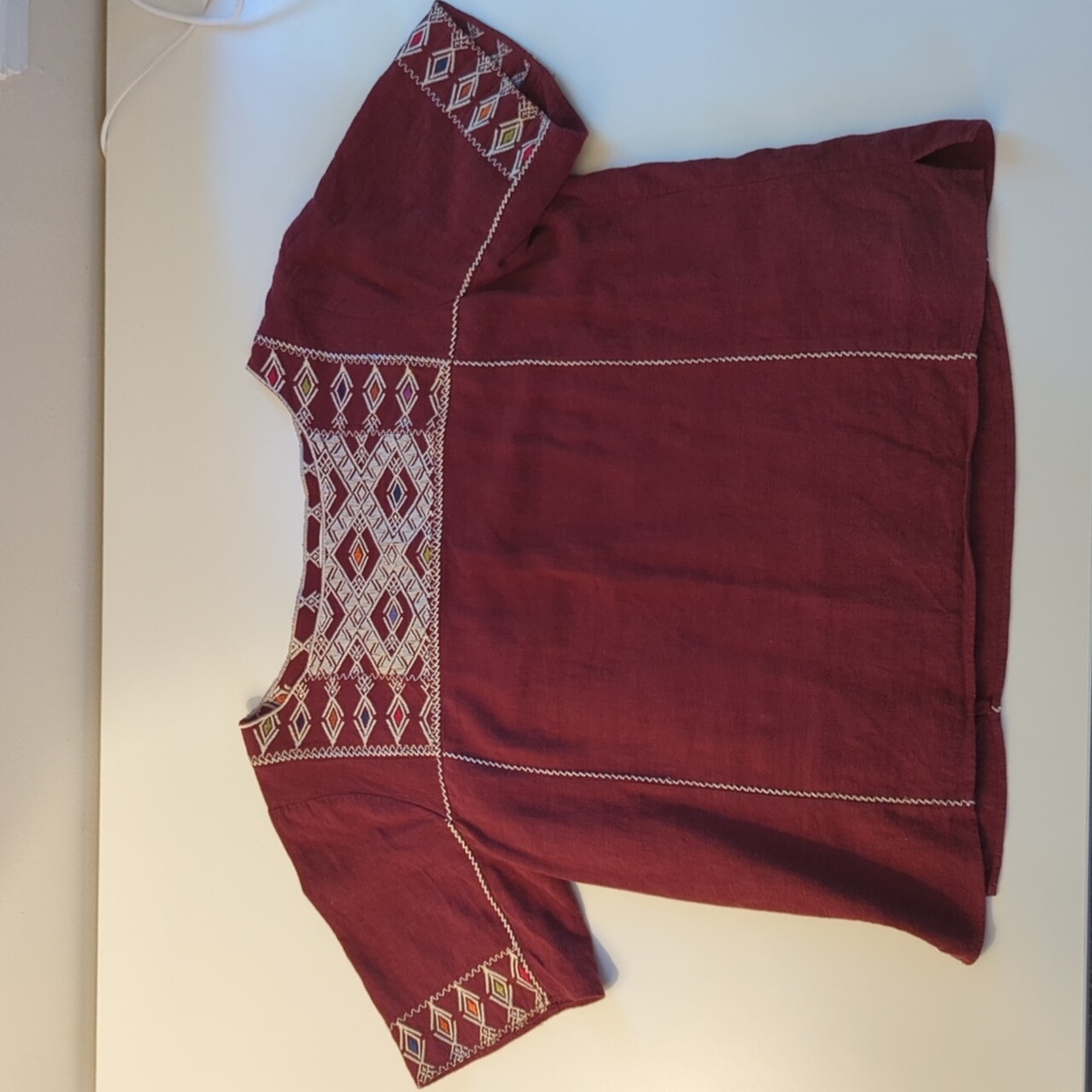 Madewell Linen Embroidered Top